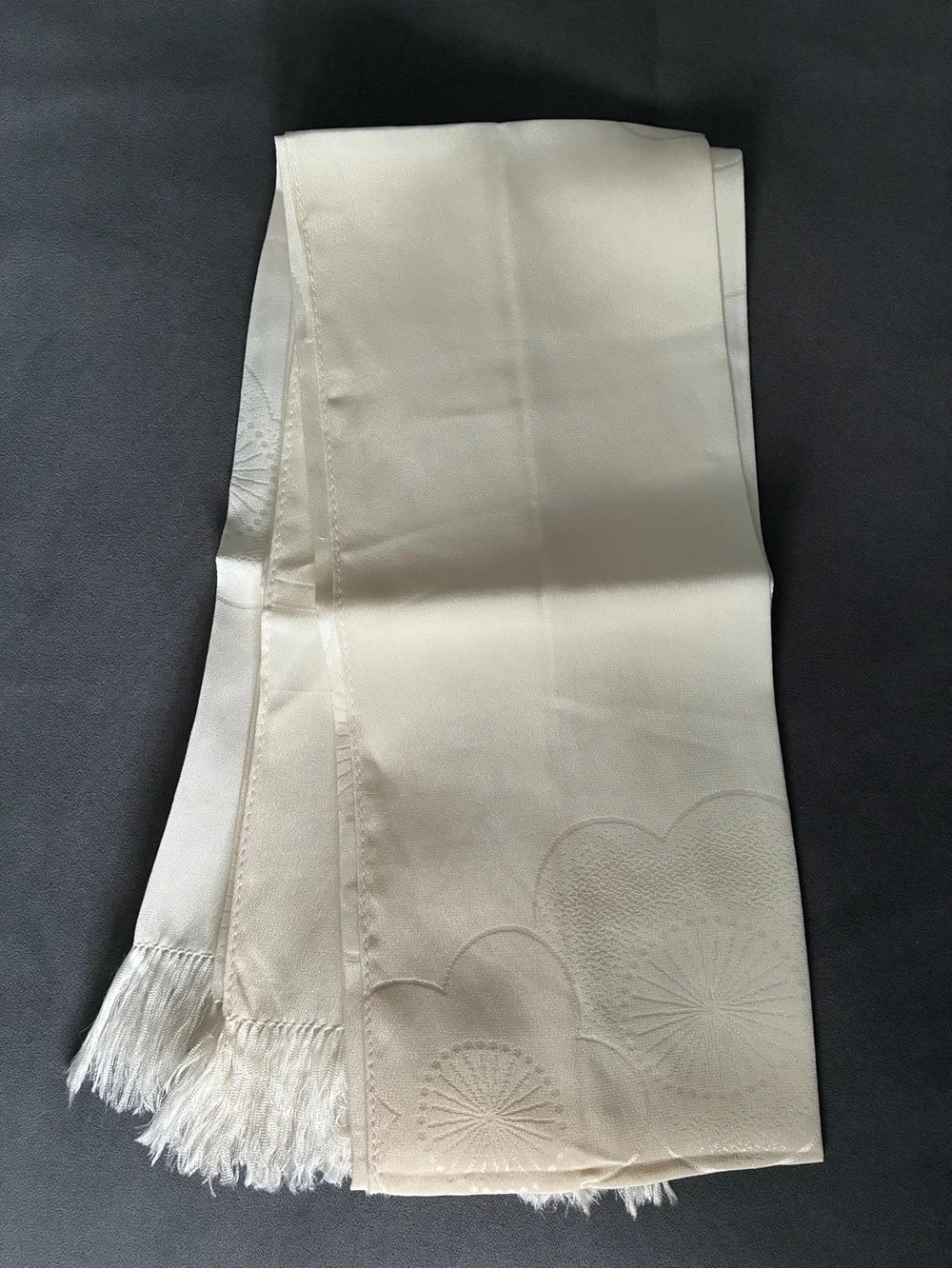 100% Pure Silk Cream Scarf with cherry blossom print